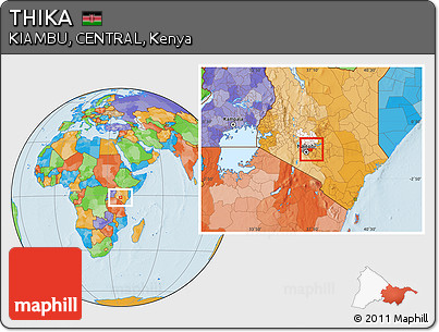 Political Location Map of THIKA, highlighted parent region, highlighted grandparent region