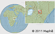 Savanna Style Location Map of THIKA, highlighted parent region, highlighted grandparent region, hill shading