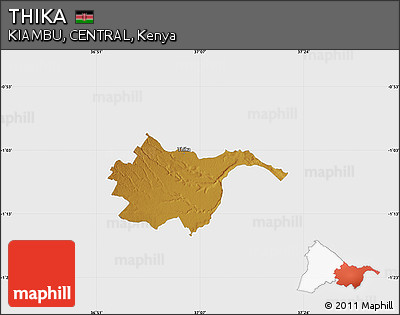 Physical Map of THIKA, single color outside