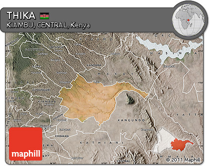 Satellite Map of THIKA, semi-desaturated