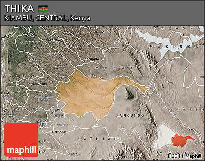 Satellite Map of THIKA, semi-desaturated