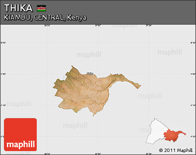Satellite Map of THIKA, single color outside