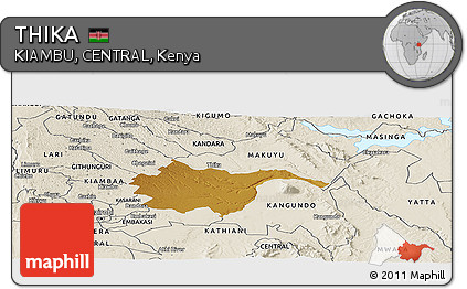 Physical Panoramic Map of THIKA, shaded relief outside