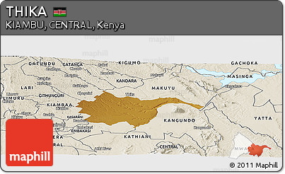 Physical Panoramic Map of THIKA, shaded relief outside