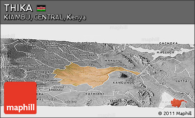 Satellite Panoramic Map of THIKA, desaturated