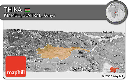 Satellite Panoramic Map of THIKA, desaturated