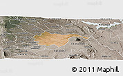 Satellite Panoramic Map of THIKA, semi-desaturated