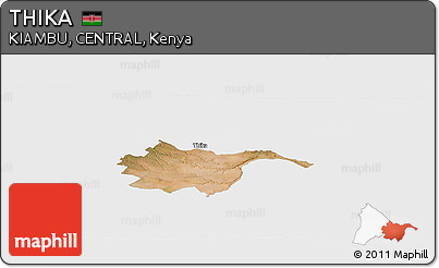 Satellite Panoramic Map of THIKA, single color outside