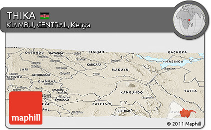 Shaded Relief Panoramic Map of THIKA