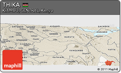 Shaded Relief Panoramic Map of THIKA