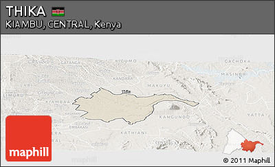 Shaded Relief Panoramic Map of THIKA, lighten
