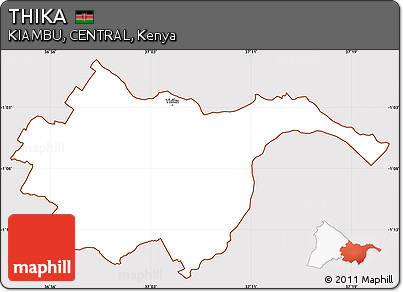 Classic Style Simple Map of THIKA, cropped outside