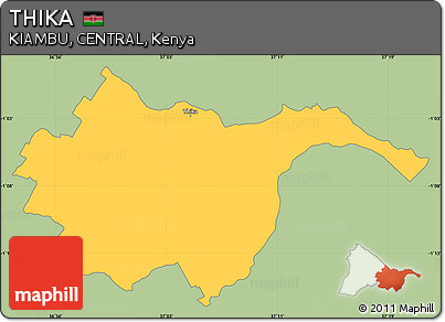 Savanna Style Simple Map of THIKA, single color outside