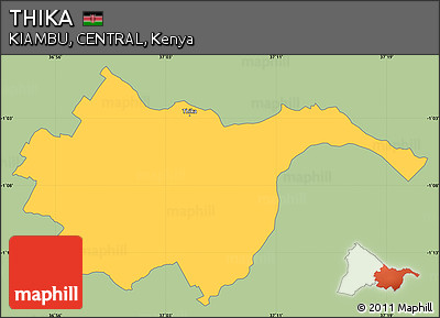 Savanna Style Simple Map of THIKA, single color outside