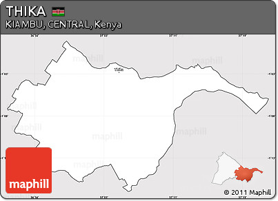 Silver Style Simple Map of THIKA, cropped outside