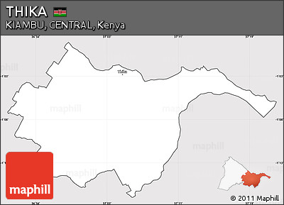 Silver Style Simple Map of THIKA, cropped outside