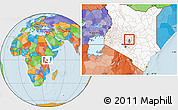 Political Location Map of MT. KENYA, highlighted country, highlighted parent region