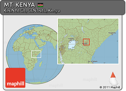 Savanna Style Location Map of MT. KENYA, within the entire country
