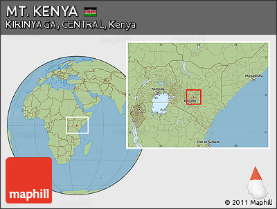 Savanna Style Location Map of MT. KENYA, within the entire country