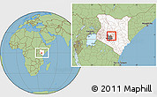 Savanna Style Location Map of MT. KENYA, highlighted country, highlighted grandparent region, within the entire country