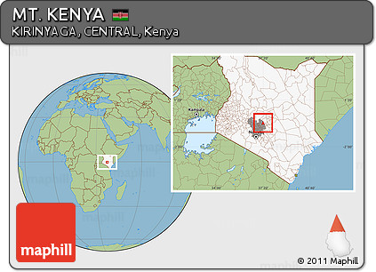 Savanna Style Location Map of MT. KENYA, highlighted country, highlighted grandparent region