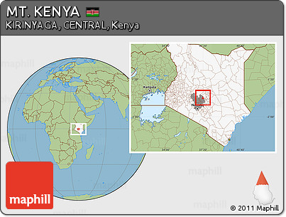 Savanna Style Location Map of MT. KENYA, highlighted country, highlighted grandparent region