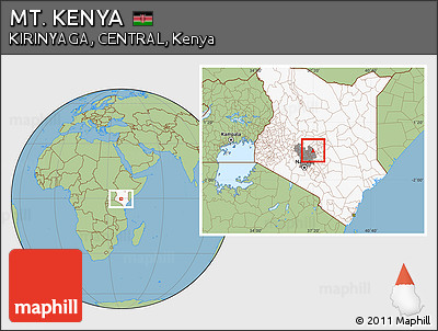 Savanna Style Location Map of MT. KENYA, highlighted country, highlighted grandparent region