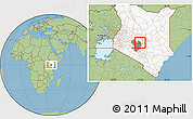 Savanna Style Location Map of MT. KENYA, highlighted country, highlighted grandparent region