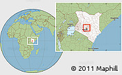 Savanna Style Location Map of MT. KENYA, highlighted country, highlighted parent region, within the entire country