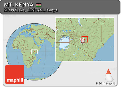 Savanna Style Location Map of MT. KENYA, highlighted parent region, highlighted grandparent region