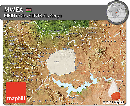 Shaded Relief Map of MWEA, satellite outside