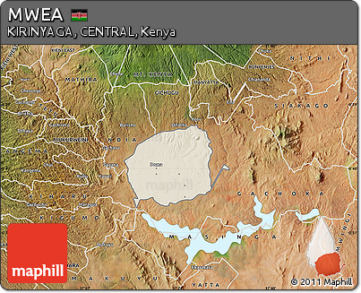Shaded Relief Map of MWEA, satellite outside