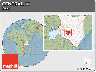 Savanna Style Location Map of CENTRAL, highlighted country, hill shading