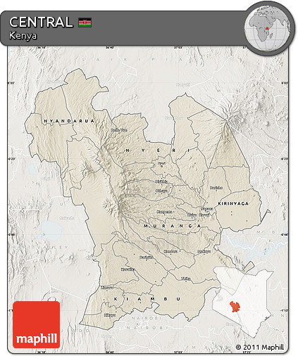 Shaded Relief Map of CENTRAL, lighten