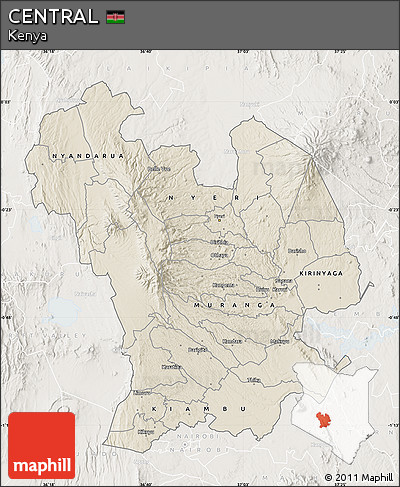Shaded Relief Map of CENTRAL, lighten