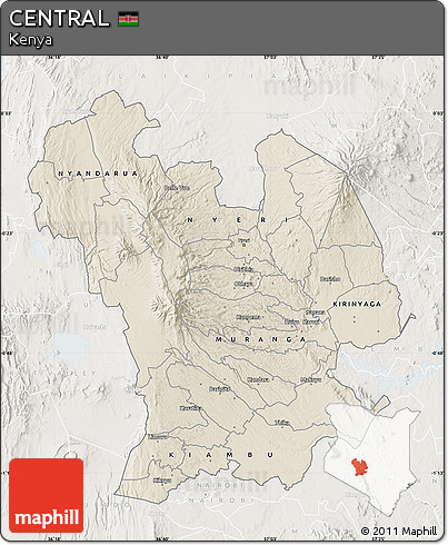 Shaded Relief Map of CENTRAL, lighten