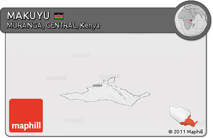 Silver Style Panoramic Map of MAKUYU, single color outside