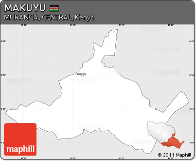 Silver Style Simple Map of MAKUYU, single color outside
