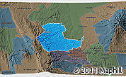 Political 3D Map of KIENI WEST, darken, semi-desaturated