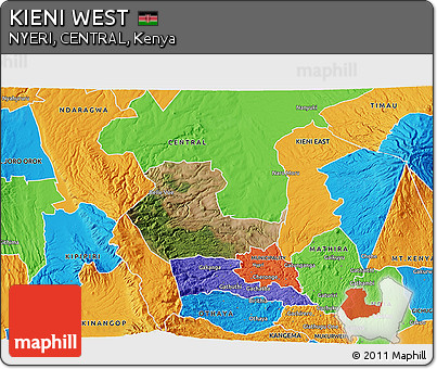 Satellite 3D Map of KIENI WEST, political outside