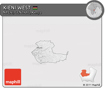 Silver Style 3D Map of KIENI WEST, single color outside
