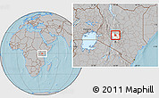 Gray Location Map of KIENI WEST, highlighted grandparent region, hill shading