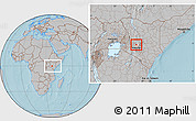 Gray Location Map of KIENI WEST, highlighted parent region, within the entire country, hill shading