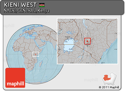 Gray Location Map of KIENI WEST, hill shading