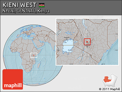 Gray Location Map of KIENI WEST, hill shading