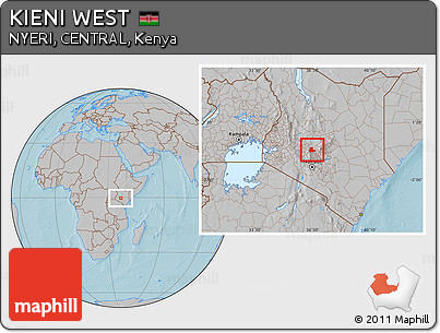 Gray Location Map of KIENI WEST, hill shading