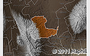 Physical Map of KIENI WEST, darken, semi-desaturated