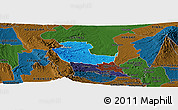 Political Panoramic Map of KIENI WEST, darken