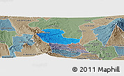 Political Panoramic Map of KIENI WEST, semi-desaturated