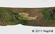 Satellite Panoramic Map of KIENI WEST, darken